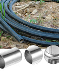 100 Pcs Heavy Duty Stainless Steel Hydraulic Hose Sleeves High Pressure Fitting Industrial Wear Resistant Easy Install Secure Connection Leak Proof Plus Badass Durability Built For Serious Shop Work No Fail System Top Tier Stuff stainless sleeves on black hose