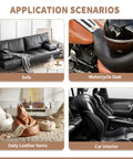Application scenarios for Self-Adhesive Leather Repair Patch 8x11 Inch Peel and Stick on sofas, motorcycle seats, and car interiors.