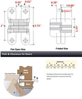 Image showing dimensions of Hidden Gate Hinge Set Two and Three Quarter Inch Stainless Steel Concealed Barrel Invisible Door Hardware.