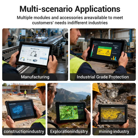Rugged 10.1 Inch Tablet PC With Windows 11 Pro And Intel N100 Processor Featuring IP67 Waterproof Shield in industrial applications.