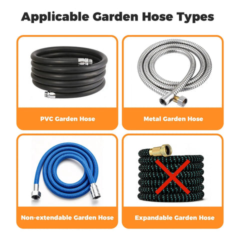 Portable Garden Hose Reel Cart For 50 To 80 Foot 5/8 Inch Hoses applicable hose types, including PVC and metal hoses