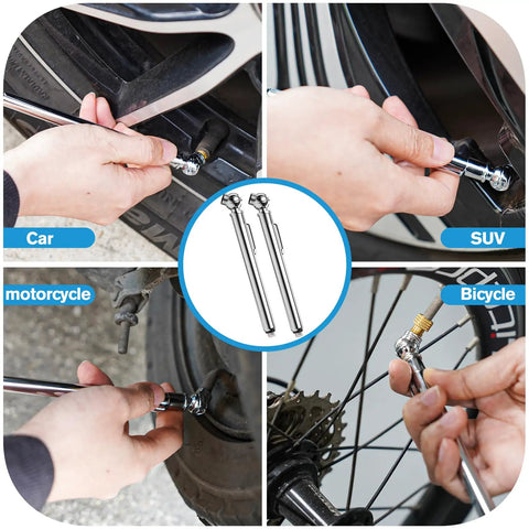 Using 2 Pack Slim Pencil Tire Pressure Gauge Set With 10-75 PSI Range on car, SUV, motorcycle, and bicycle tires