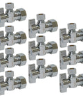 Heavy Duty Angle Stop Valve Half Inch Nominal Inlet Five Eighths Inch OD To Three Eighths Inch OD Compression Quarter Turn Shut Off Lead Free For Copper Pipe Ten Pack For Faucets And Toilets