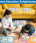 Children using Classroom Ready World Geography Poster Set for Social Studies on a carpet and sofa, enhancing home learning.