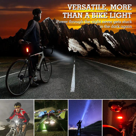 Rechargeable USB Bike Light Set With Front And Rear LEDs, Super Bright 1200 Lumen Headlight And Side Lights, 9 Modes Including 5 Front And 4 Rear, 360 Degree Rotating Head, IP65 Waterproof, Ideal For Road And Mountain Night Riding