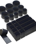 Heavy Duty Hook and Loop Strips With High Adhesive, 72 Sets Including Circles, Squares, and Strips, Strong Mounting Tape, Black