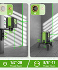 2 Plumb Dots And Cross Line Laser Level With 180 Degree Wide Angle 2 In 1 Green Self Leveling Laser Tool for wall alignment demo