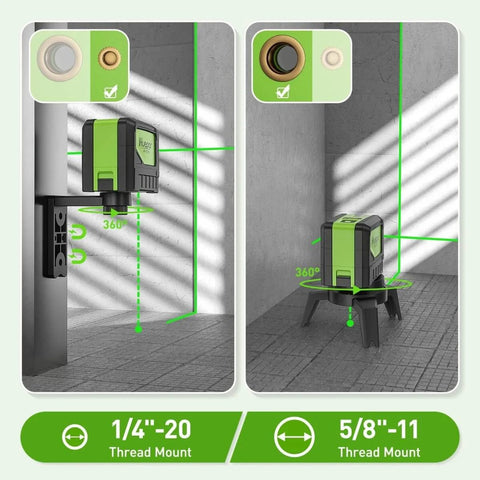 2 Plumb Dots And Cross Line Laser Level With 180 Degree Wide Angle 2 In 1 Green Self Leveling Laser Tool for wall alignment demo