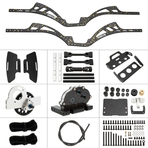 Gold Rush V2 Carbon Fiber LCG Chassis Kit For Axial SCX10 II Capra 1.9 UTB And Other DIY One Tenth RC Crawlers With components outspread