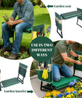 Garden Kneeler and Seat With Extra Wide 8 Inch Thick Pad, Heavy Duty Foldable Kneeling Bench with Two Tool Pouches and gardening tools