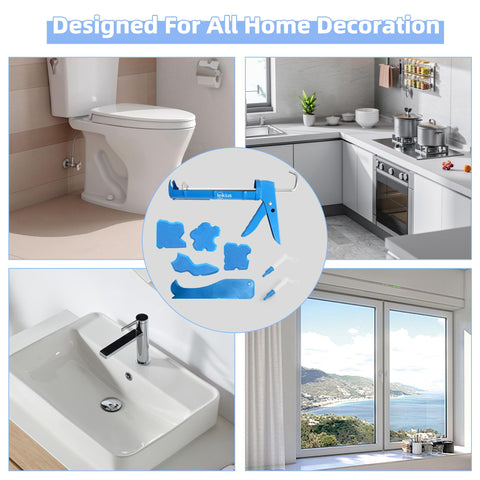 All In One Caulk Gun Kit With No Drip Silicone Caulking Gun And Caulking Tools For Kitchen And Bathroom Sealing, Blue in various settings