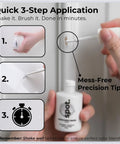 Instructions for using High Gloss White Touch Up Paint For Porcelain And Appliances, step-by-step application with brush