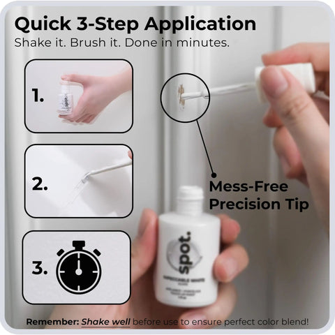 Instructions for using High Gloss White Touch Up Paint For Porcelain And Appliances, step-by-step application with brush