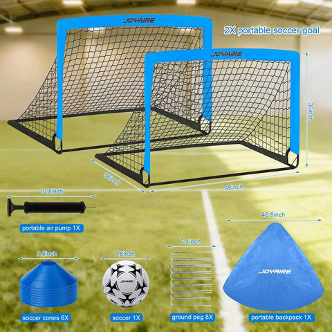 Backyard Pop Up Soccer Goals Set For Kids And Toddlers, Portable 4x3 Feet, Dual Goals with Carry Bag, Includes Size 4 Soccer Ball