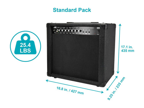 Product dimensions and weight of 40 Watt 1x10 Guitar Combo Amp With Spring Reverb, 10 Inch 4 Ohm Speaker, High And Low Inputs, Headphone Output, Stage Right Series