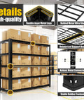 Beefed Up Heavy Duty Garage Shelving System With Four Tier Storage Shelves 2200 Lbs Capacity 40 Inch Wide By 20 Inch Deep By 60 Inch High Industrial Metal Garage Organizer in warehouse