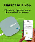 Totally Slick Bluetooth Label Maker With Free Mobile App Control, super handy portable printer shown with smartphone, print directly from phone.