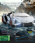 Officially Licensed Lamborghini Remote Control Car One Six Scale Lambo Toy Car With LED Lights 2.4GHz RC Car on rocky terrain