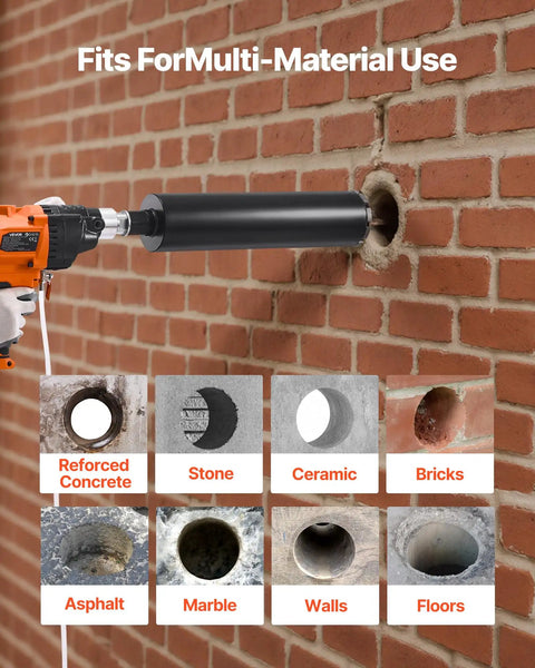 Diamond Core Drill For Concrete And Stone, 0.8 To 6.3 Inch Hole Diameter, 2000W Beast Power drilling into brick wall