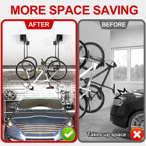 Ceiling Mounted Bike Rack For Garage And Basement, Heavy Duty Hangers With Rubber Pads, Adjustable Ceiling Hooks For Bikes