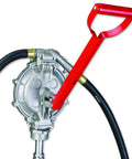 This Heavy Duty Double Diaphragm Hand Fuel Transfer Pump delivers quick eight hundred ml strokes with anti-static hose.