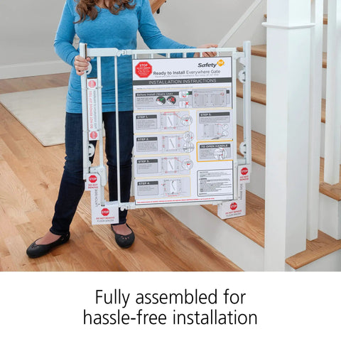 Ready To Install Everywhere Baby Gate With One Hand Operation Walk Through Door Gate For Doorways Hallways And Stairs Adjustable From 29 To 42 Inches White Multi Use Baby Gate