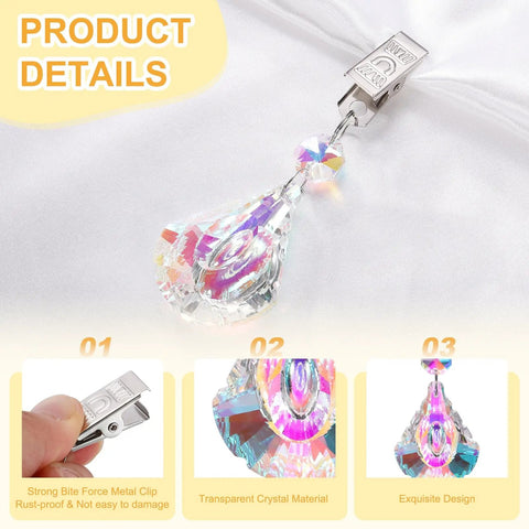 8 Piece Tablecloth Weights With Clips Crystal Clear Small Scallop Pendant Curtain Weights For Outdoor Tables And Picnics