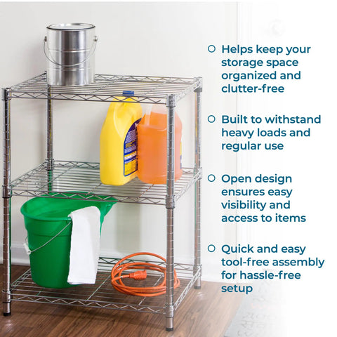 Heavy Duty 3 Tier Adjustable Wire Shelving Unit Slick Chrome Steel Storage Rack For Kitchen Garage Pantry Closet Built Tough To Handle Heavy Loads Up To 250 Lbs Per Shelf Rock Solid Pick 24 By 14 By 30 Inches