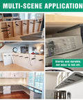 Installation steps for Free Hanging Side Wall Floating Shelf Bracket 3 Pack, 16 Inch Heavy Duty Countertop Support Brackets in kitchen.