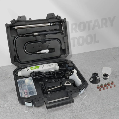 Powerful Rotary Tool Kit With Flex Shaft 200W Motor 6 Speed Levels From 10000 To 40000 RPM 239 Piece Accessory Set in case