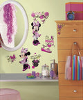 Minnie Fashionista Peel And Stick Wall Decal Pink For Kids Room Removable Repositionable Wall Art Set With 19 Pieces on wall