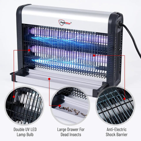 2 In 1 Indoor Bug Zapper With Built In Bait Tray And 3500V Power For Flying Insects Dual Attract And Zap Using UV Light