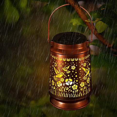 Outdoor Solar Lanterns Waterproof Weatherproof Metal Hummingbird Garden Decor For Patio Yard Pathway Festival Lighting Gift