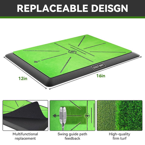 Pro-Grade Indoor Outdoor Golf Practice Mat For Chipping And Swing Path Training, Durable Rubber-Backed Turf Surface