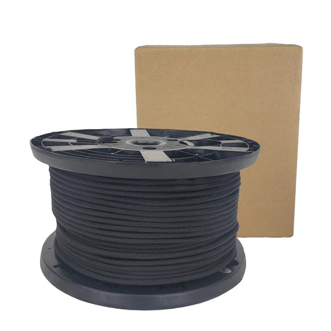 One Quarter Inch Black Shock Cord For Dope Outdoor Use Marine Grade Polyester Bungee With UV Resistant Jacket 500 Foot Spool
