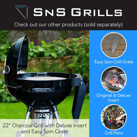 EasySpin 304 Stainless Steel Charcoal Grill Cooking Grate For 22 Inch Kettles With Large Hinged Opening Great For Two Zone Grillin Replacement Grate Compatible With Weber And Other Grills on kettle grill with inserts.