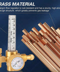 Argon CO2 MIG TIG Regulator With CGA580 Inlet For Welding, 0 To 4000 PSI And 0 To 180 CFH Flow, Dual Gauges For Easy Gas Monitoring. Brass material with flow tube and gauge