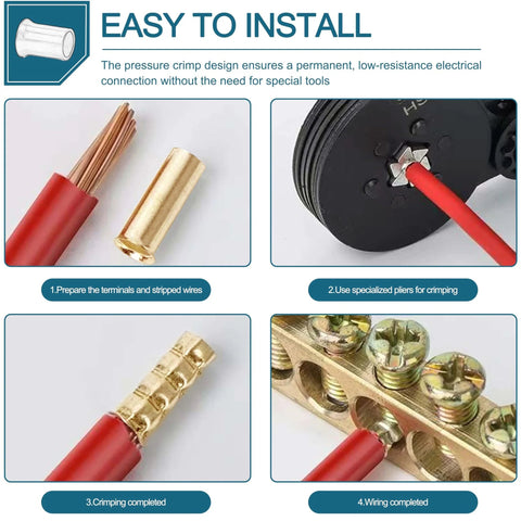 Your Go To Copper Crimp Sleeve Wire Connector For Solid And Stranded 10 To 18 AWG Wire installation process steps