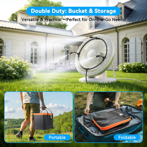 Portable Outdoor Misting System Kit With 6000mAh Pump, 20L Bucket, And 26Ft Hose For Instant Cooling On Patio or Garden
