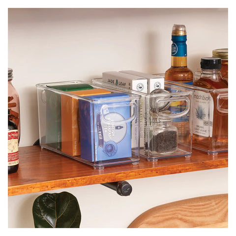 Heavy Duty Clear Plastic Stackable Pantry Bins Set Of Two With Easy Grip Handles For Kitchen Organization And Grocery Storage Containers That Gonna Keep Your Pantry Game Solid
