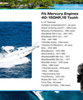 Dope Aluminum Propeller compatibility chart for Mercury Outboards 60 to 115 HP Replacement with boat and engine image
