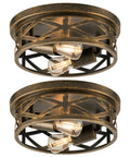 Industrial Three Bulb Ceiling Light With Vintage Metal Cage, Oil Rubbed Bronze Flush Mount Fixture for living room and bedroom.