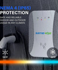 Heavy Duty Level 2 EV Charger With Smart App Control Adjustable 40 Amp 240 Volt 10KW IP65 Waterproof showing NEMA 4 protection features.