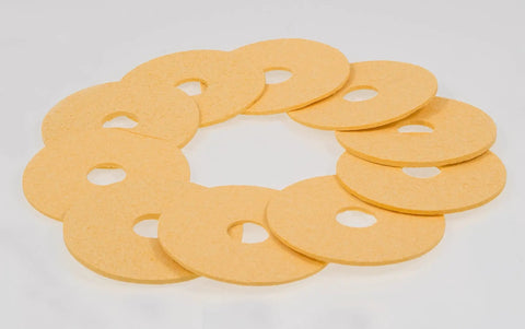 Pack of 10 yellow soldering sponges in a circle, for MX and MFR round work stands, AC-YS4 compatible, high absorbency pad