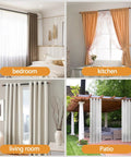 Heavy Duty 1 Inch Adjustable Curtain Rod With Imitation Wood Grain Finials, Extends From 32 To 84 Inches, Classic Wood Look in various rooms
