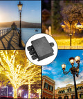 Outdoor IP68 Waterproof 4-Way Junction Box Enclosure Built Tough For Underground Wiring, shown with decorative lighting