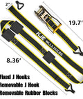 Reflective 2 Inch By 10 Foot Car Tie Down Straps 4 Pack With J Hooks And Rubber Blocks Heavy Duty 10000 Lbs Break Strength Wheel Straps