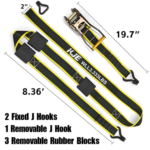 Reflective 2 Inch By 10 Foot Car Tie Down Straps 4 Pack With J Hooks And Rubber Blocks Heavy Duty 10000 Lbs Break Strength Wheel Straps