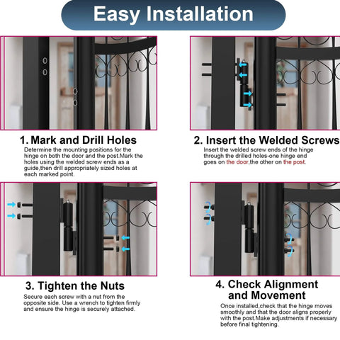Step-by-step guide for installing Heavy Duty Weld On Trailer Gate Hinges 5 Inch 700 Lb Capacity For Swing Doors And Ramp Gates Two Pack With Welded Screws.