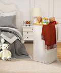 Bedroom with 100L Collapsible Laundry Basket With Lid Waterproof Oxford Fabric Bamboo Frame With 2 Removable Laundry Bags